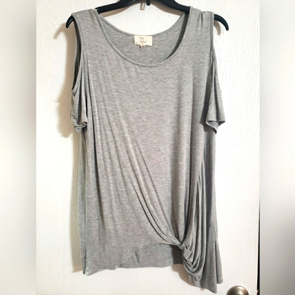 Grey cold shoulder top